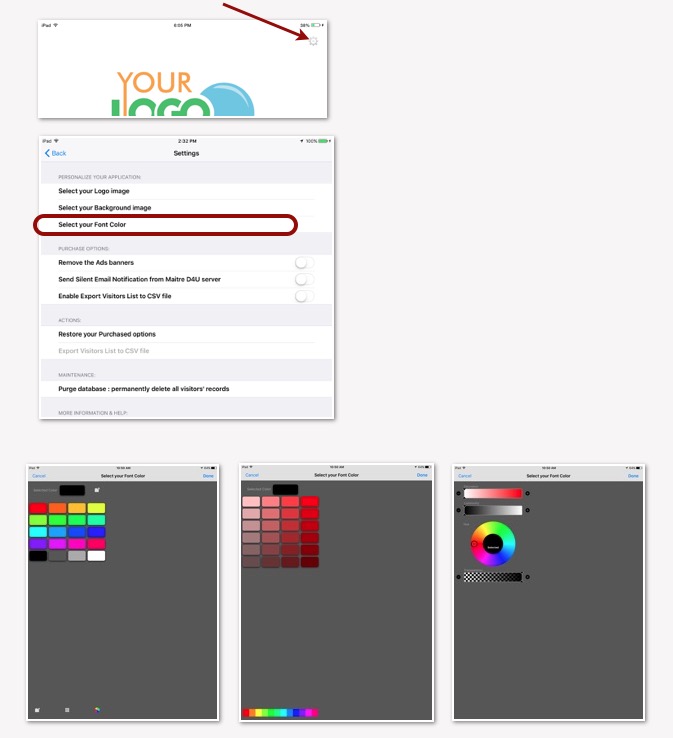 Change the color of the different menus